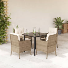 Tuinset met kussens poly rattan beige 5 80 cm tafellengte Ronde poot