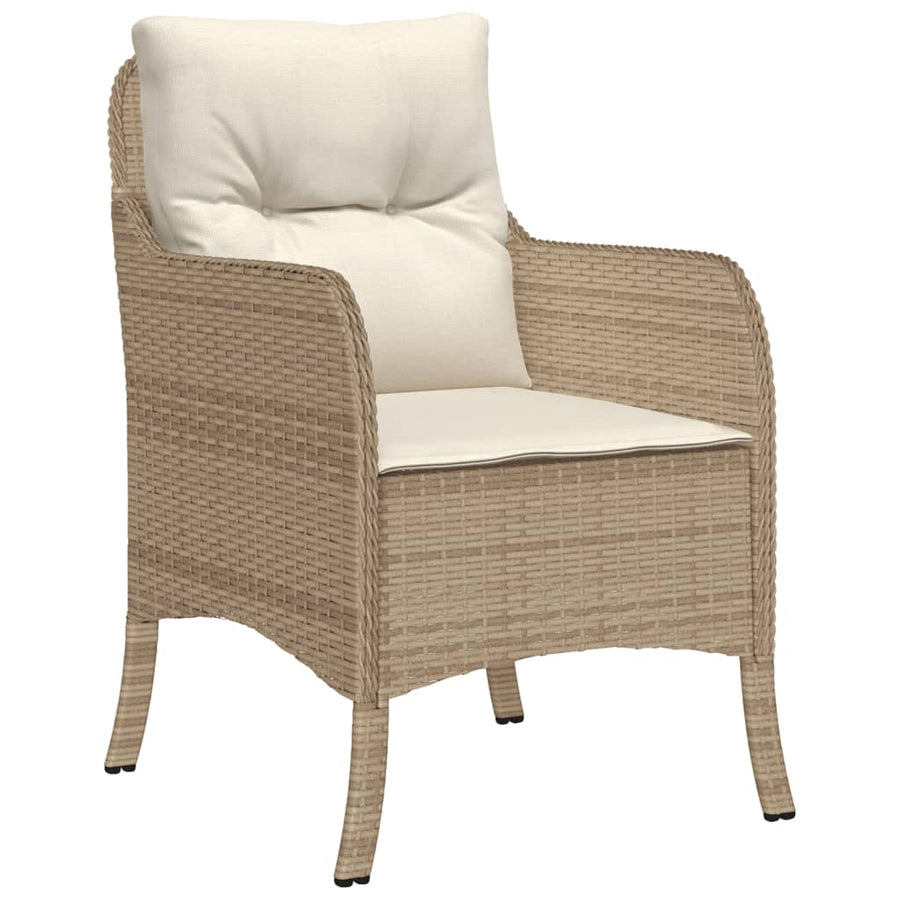 Tuinset met kussens poly rattan beige 5 140 cm tafellengte Ronde poot