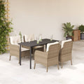 5-delige Tuinset met kussens poly rattan beige