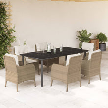 7-Delige Tuinset Met Kussens Poly Rattan Beige 6 200 cm tafellengte