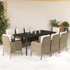 -Delige Tuinset Met Kussens Poly Rattan Beige 9 200 cm tafellengte Ronde poot