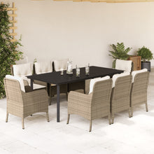 9-Delige Tuinset Met Kussens Poly Rattan Beige 8 200 cm tafellengte