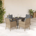 5-delige Tuinset met kussens poly rattan beige
