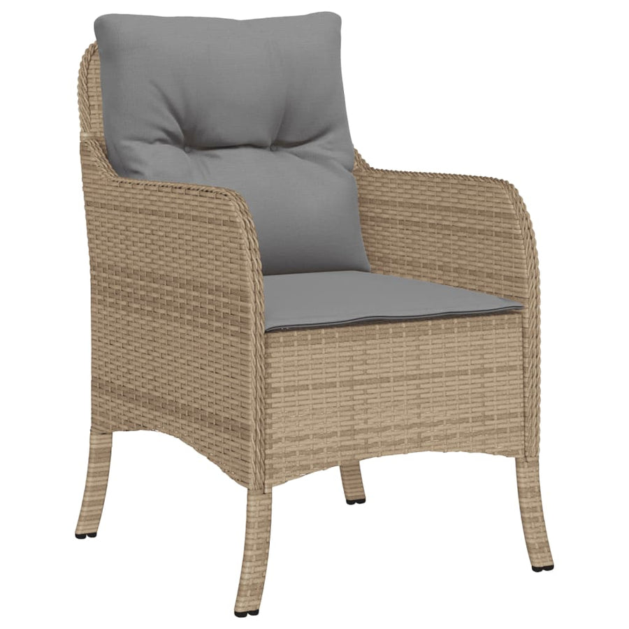 Tuinset met kussens poly rattan beige 5 140 cm tafellengte Ronde poot