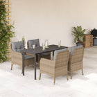 Tuinset 5-delig poly rattan beige met kussens