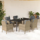 Tuinset 7-delig poly rattan beige