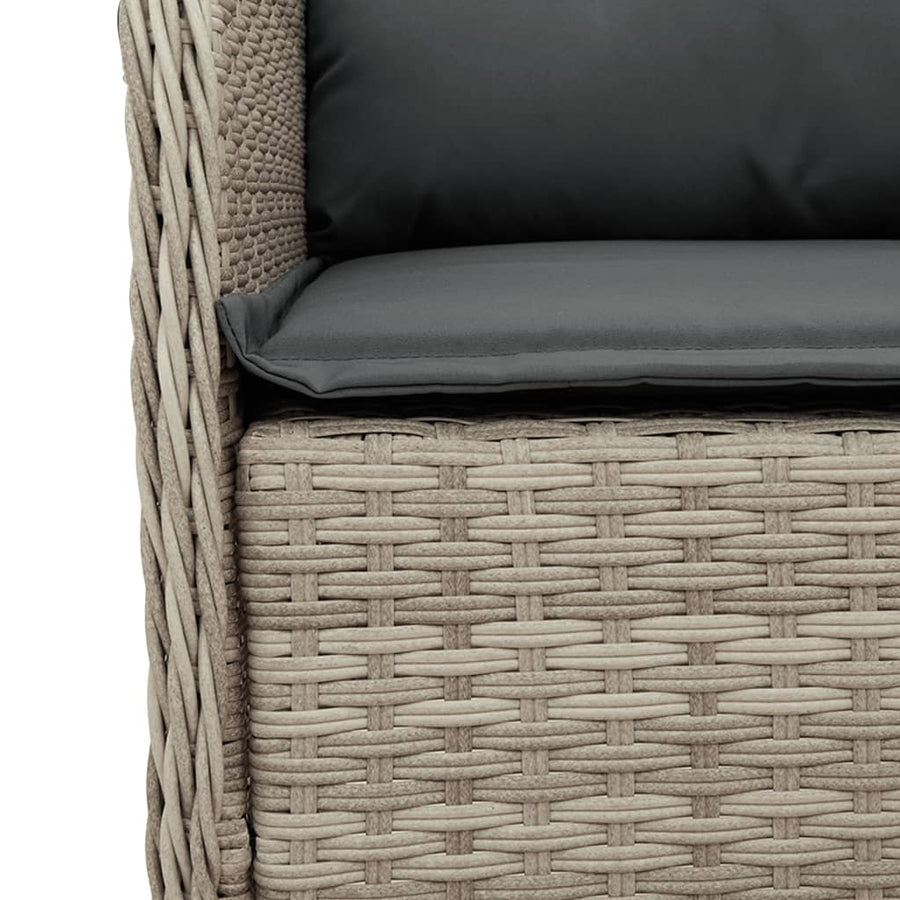 Tuinset met kussens poly rattan lichtgrijs 3 80 cm tafellengte Puntige poot