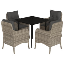 Tuinset met kussens poly rattan lichtgrijs 5 80 cm tafellengte Puntige poot