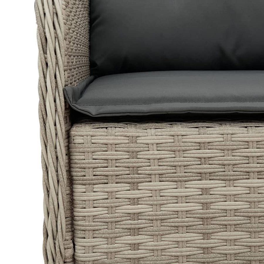 5-delige Tuinset met kussens poly rattan lichtgrijs