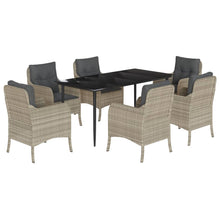7-delige Tuinset met kussens poly rattan grijs