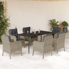 Tuinset 7-delig poly rattan grijs