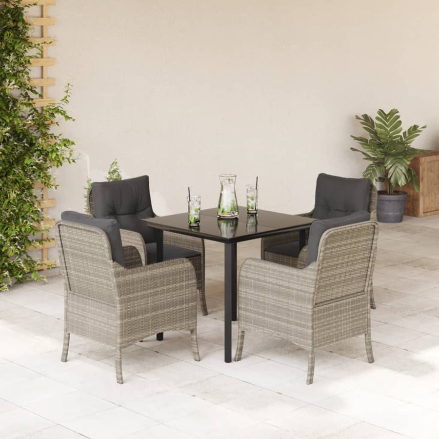 5-Delige Tuinset Met Kussens Poly Rattan Lichtgrijs 4 80 cm tafellengte