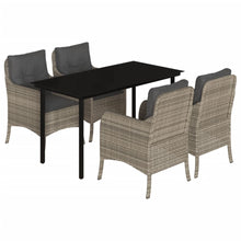 Tuinset met kussens poly rattan lichtgrijs 5 140 cm tafellengte Ronde poot