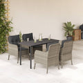 5-delige Tuinset met kussens poly rattan lichtgrijs