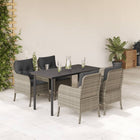 Tuinset 5-delig poly rattan lichtgrijs met kussens