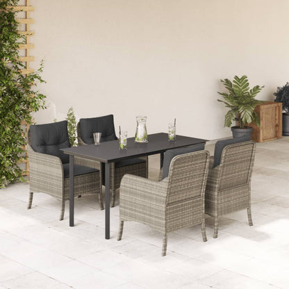 Tuinset met kussens poly rattan lichtgrijs 5 140 cm tafellengte Ronde poot