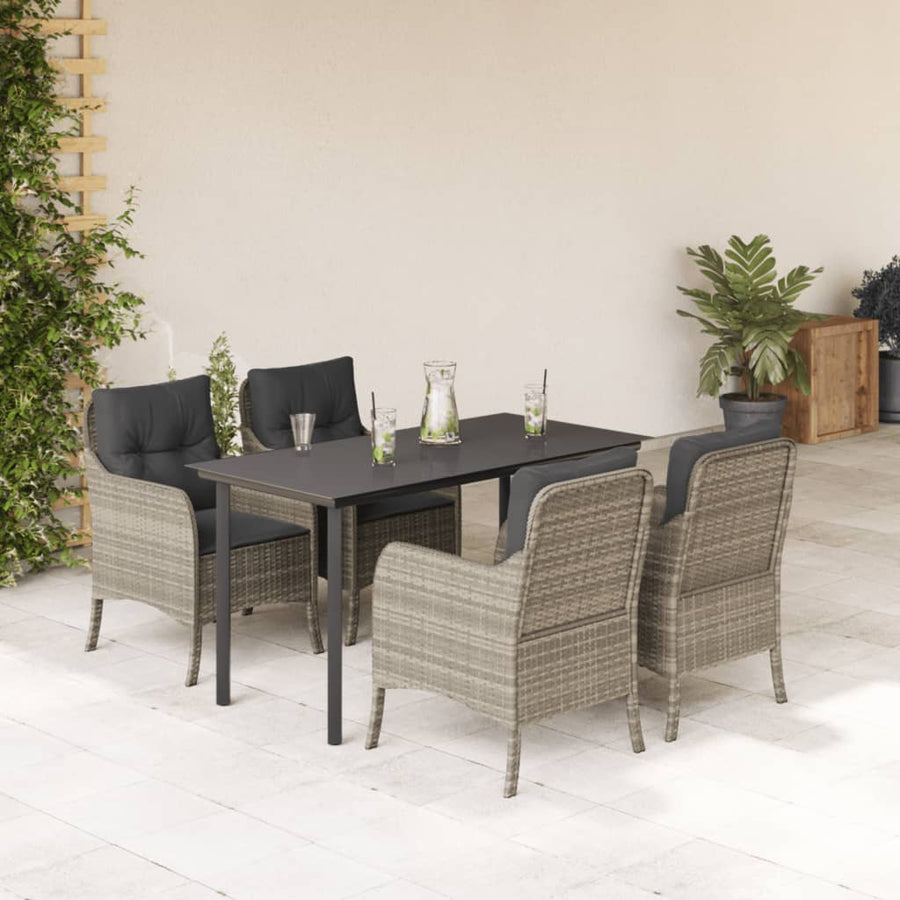 Tuinset met kussens poly rattan lichtgrijs 5 140 cm tafellengte Ronde poot