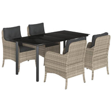 Tuinset met kussens poly rattan lichtgrijs 5 160 cm tafellengte Ronde poot
