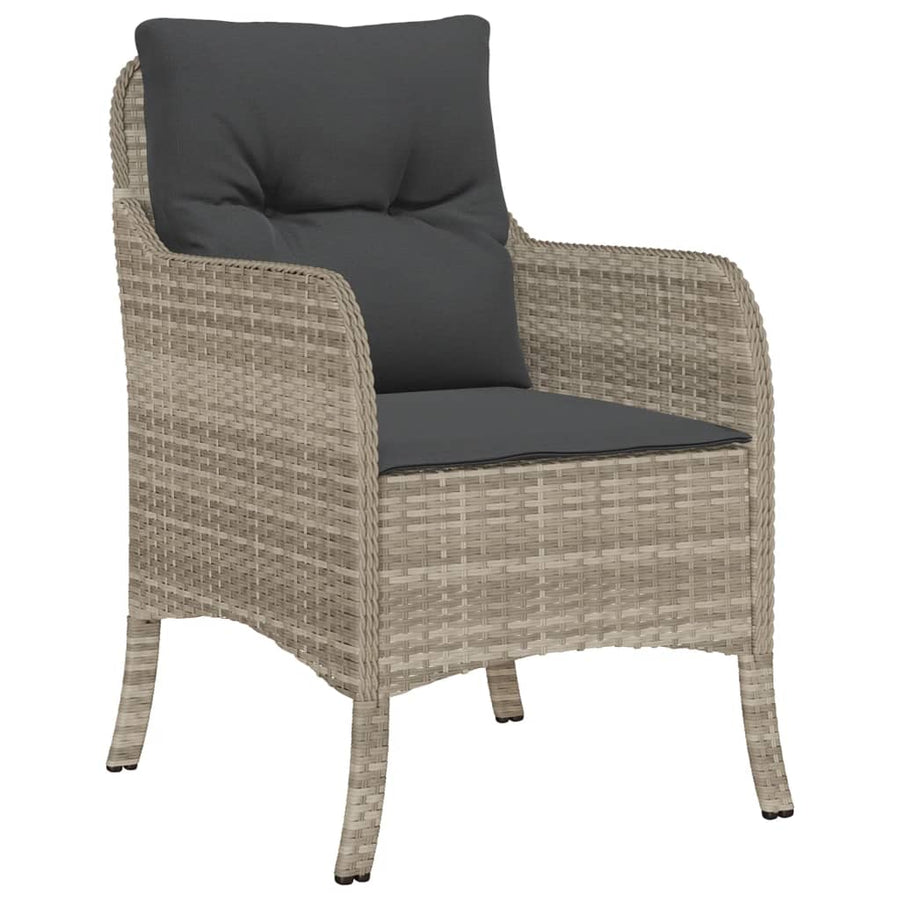 Tuinset met kussens poly rattan lichtgrijs 5 160 cm tafellengte Ronde poot