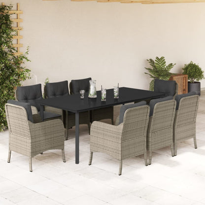 9-Delige Tuinset Met Kussens Poly Rattan Lichtgrijs