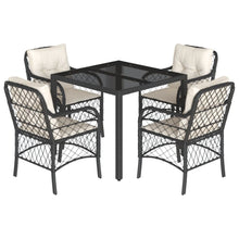 5-Delige Tuinset Met Kussens Poly Rattan 4 90 cm tafellengte Zwart en crème