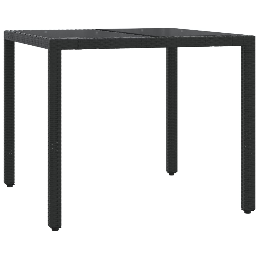 5-Delige Tuinset Met Kussens Poly Rattan 4 90 cm tafellengte Zwart en crème