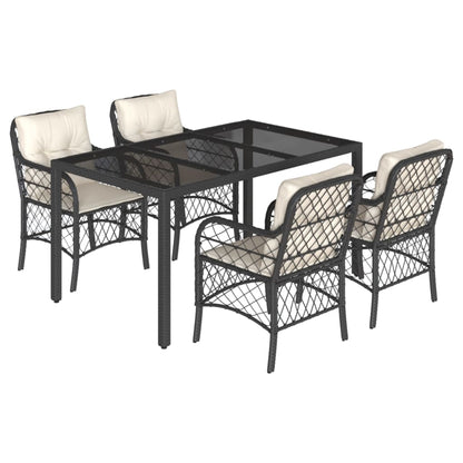 5-Delige Tuinset Met Kussens Poly Rattan Zwart
