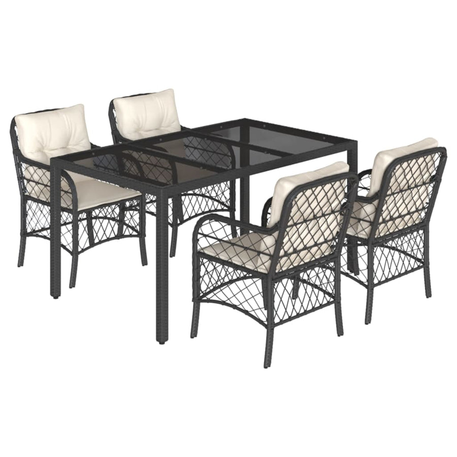 5-Delige Tuinset Met Kussens Poly Rattan Zwart