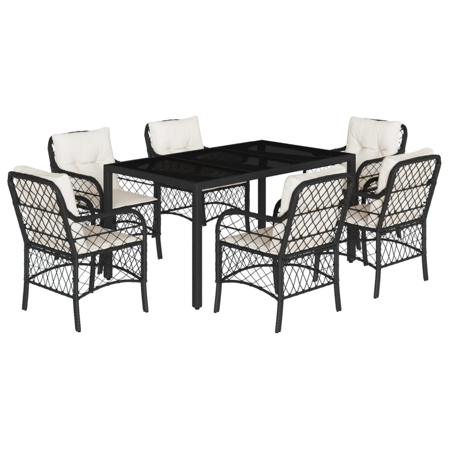 7-Delige Tuinset Met Kussens Poly Rattan Zwart