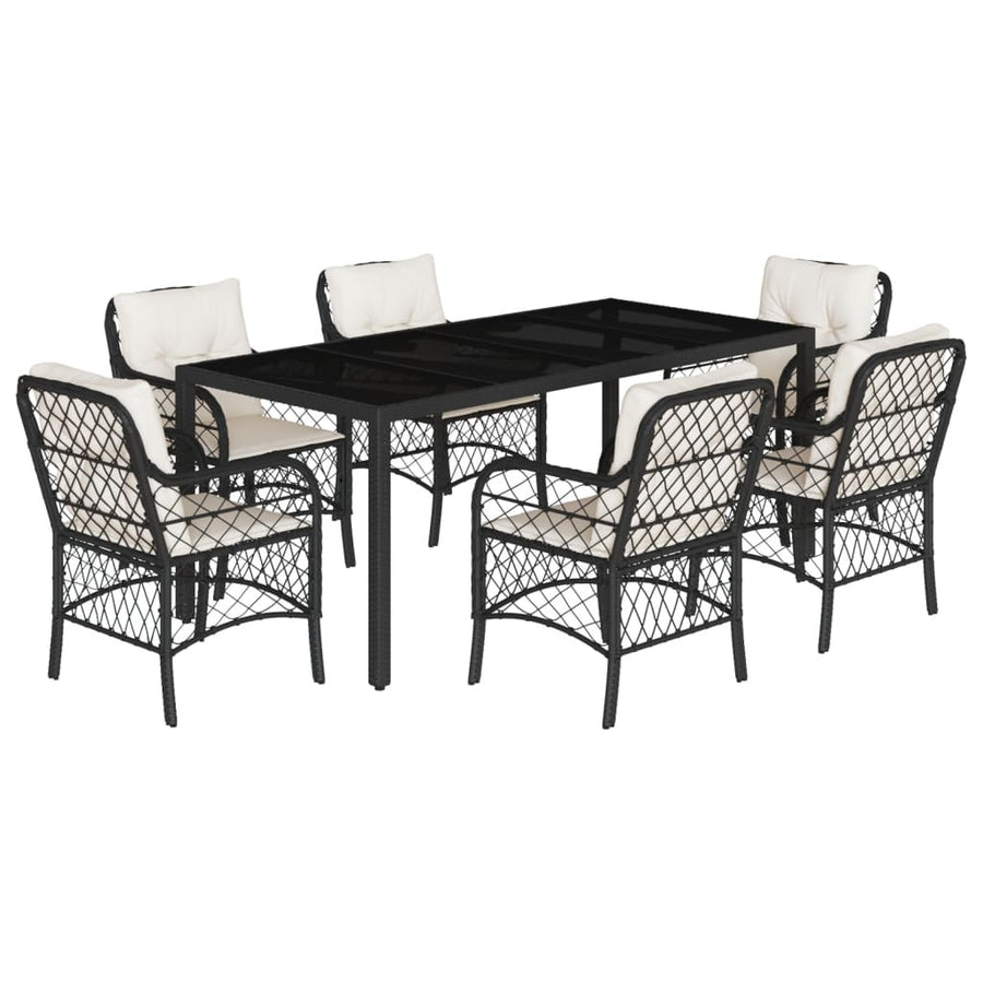 7-Delige Tuinset Met Kussens Poly Rattan Zwart