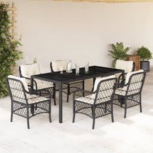 7-Delige Tuinset Met Kussens Poly Rattan Zwart
