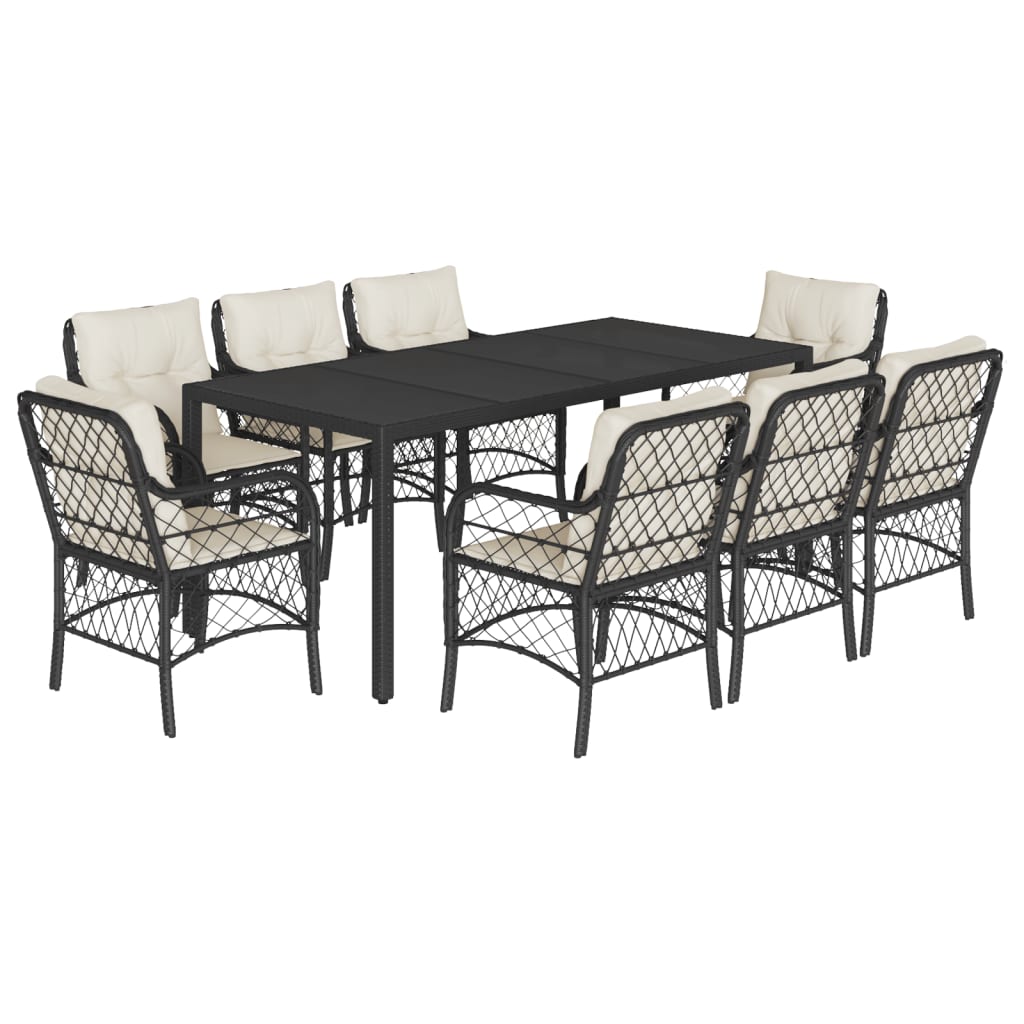 9-Delige Tuinset Poly Rattan Zwart