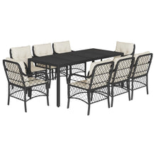 9-Delige Tuinset Poly Rattan Zwart
