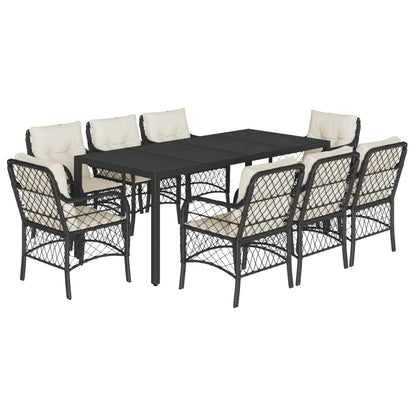 9-Delige Tuinset Poly Rattan Zwart