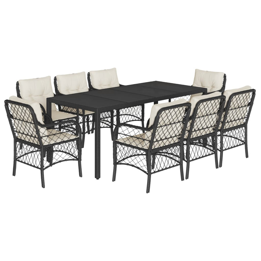 9-Delige Tuinset Poly Rattan Zwart