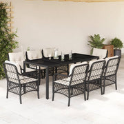 Tuinset poly rattan 9-delig zwart