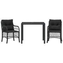 3-Delige Bistroset Met Kussens Poly Rattan 2 90 cm tafellengte Zwart