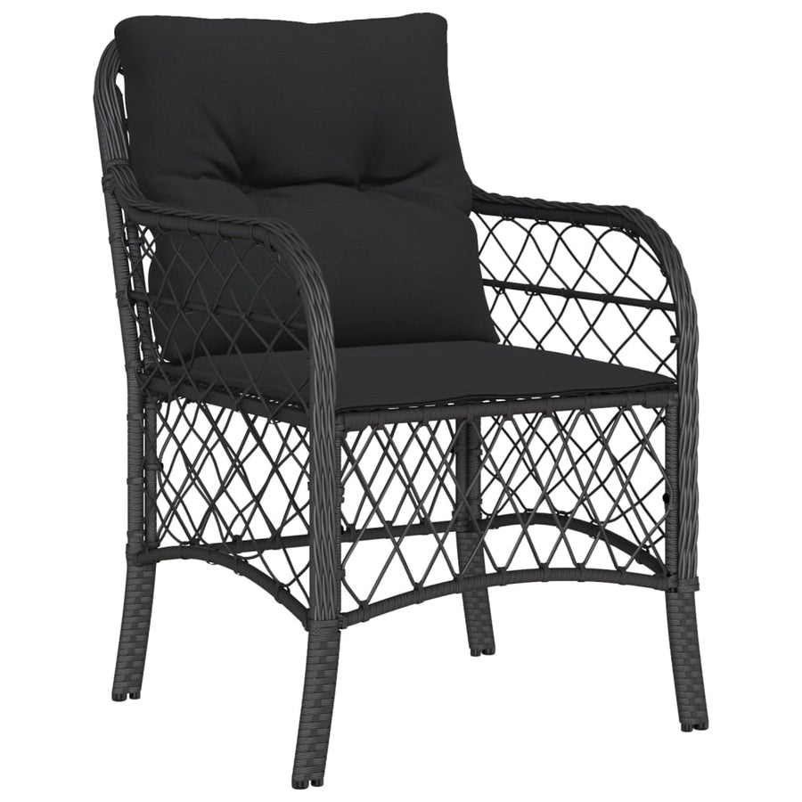 3-Delige Bistroset Met Kussens Poly Rattan 2 90 cm tafellengte Zwart