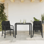 Bistroset 3-delig poly rattan zwart