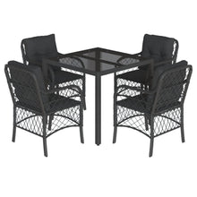 5-Delige Tuinset Met Kussens Poly Rattan 4 90 cm tafellengte Zwart