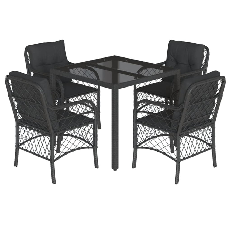 5-Delige Tuinset Met Kussens Poly Rattan 4 90 cm tafellengte Zwart