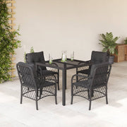 Tuinset poly rattan 5-delig zwart