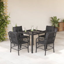5-Delige Tuinset Met Kussens Poly Rattan 4 90 cm tafellengte Zwart