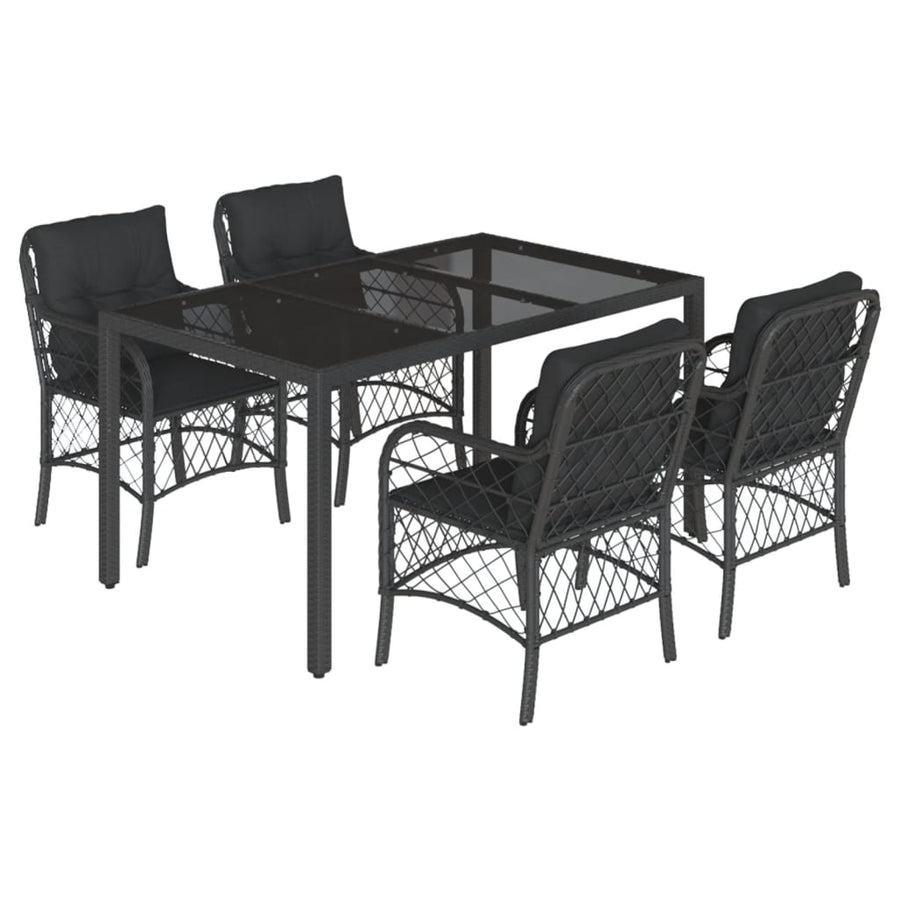 5-Delige Tuinset Met Kussens Poly Rattan Zwart