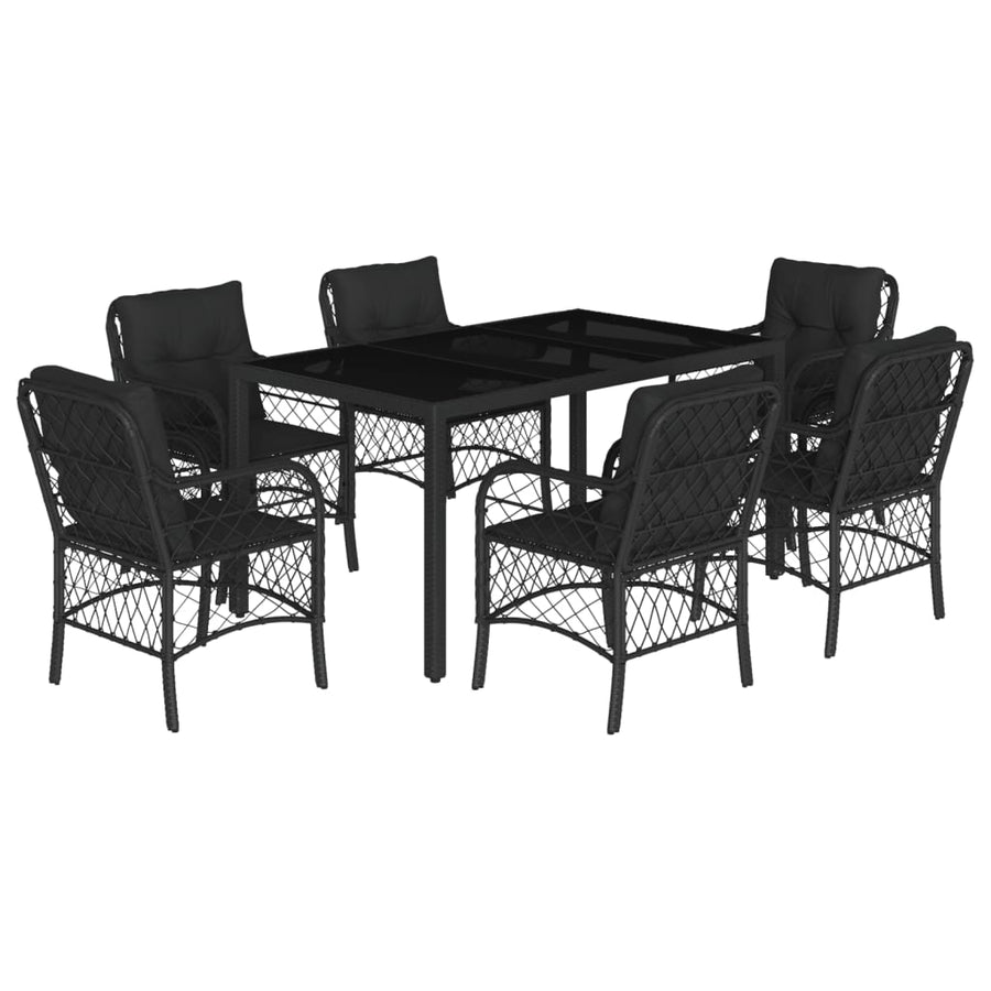 7-Delige Tuinset Met Kussens Poly Rattan Zwart