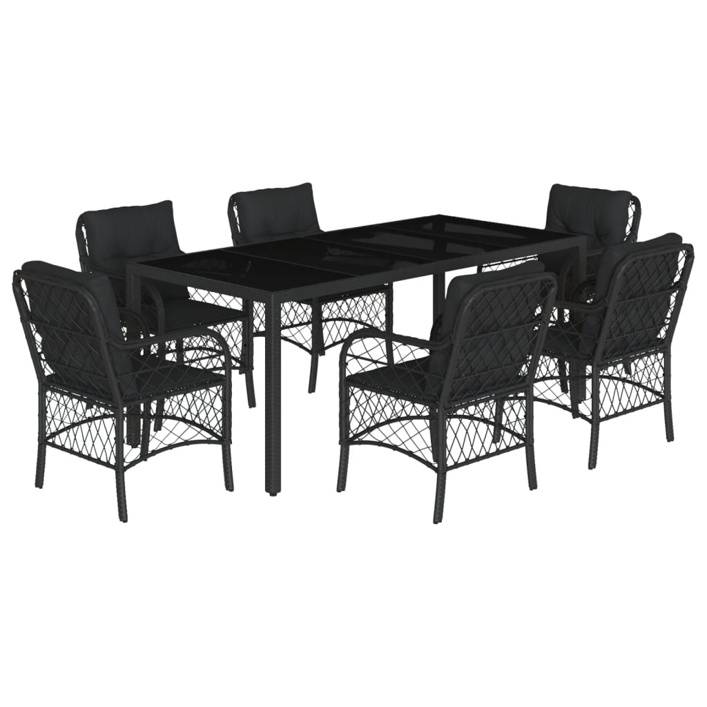 7-Delige Tuinset Met Kussens Poly Rattan Zwart