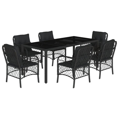 7-Delige Tuinset Met Kussens Poly Rattan Zwart