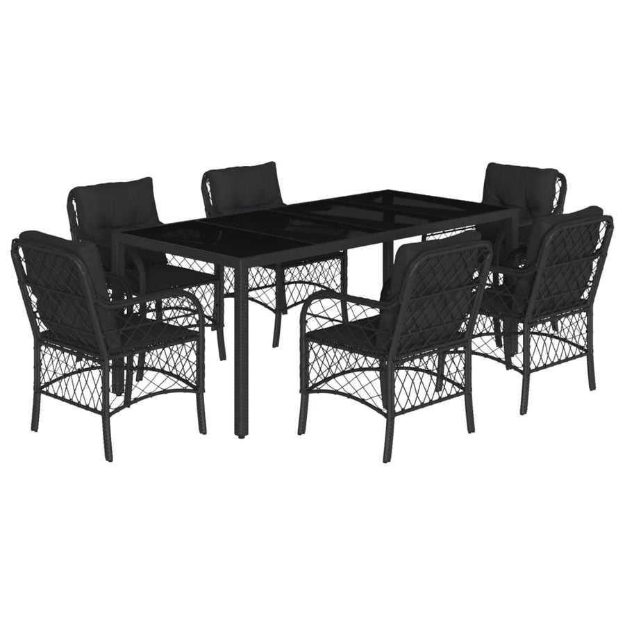 7-Delige Tuinset Met Kussens Poly Rattan Zwart