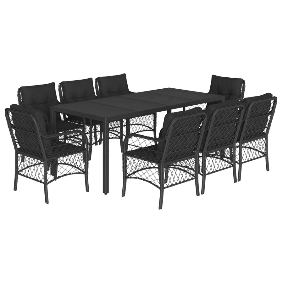 9-Delige Tuinset Poly Rattan Zwart