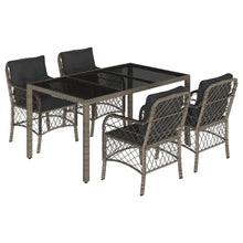 5-Delige Tuinset Met Kussens Poly Rattan Grijs